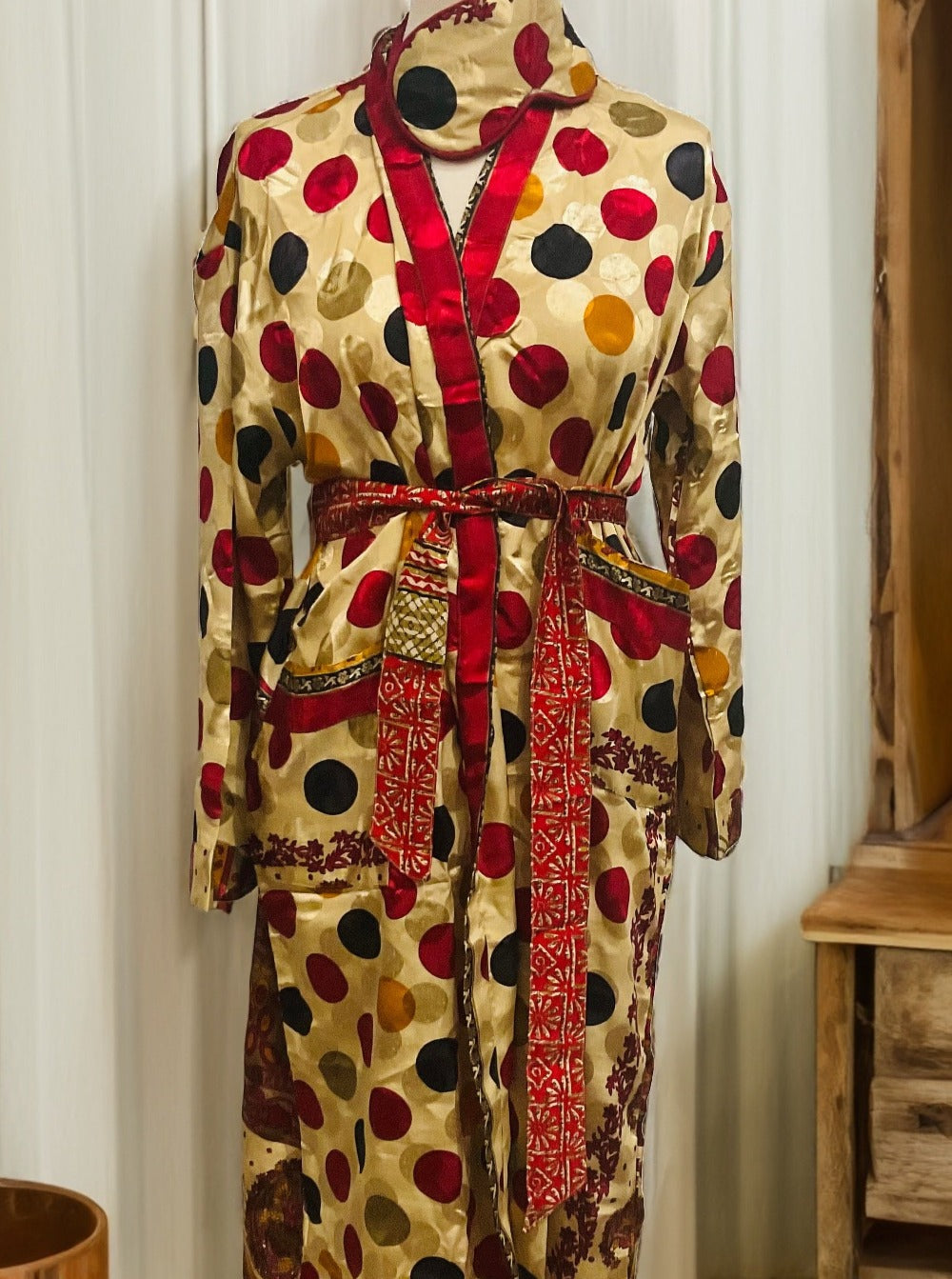 Polka Dot Recycled Sari Dressing Gown Second Nature Online