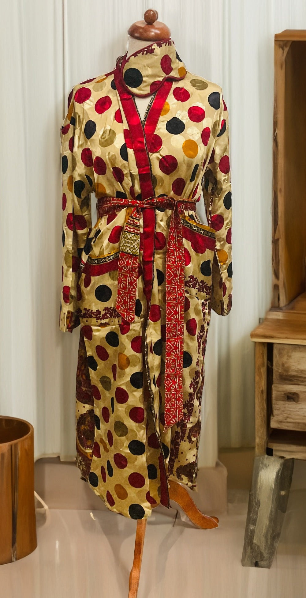 Polka Dot Recycled Sari Robe Dressing Gown Second Nature Online