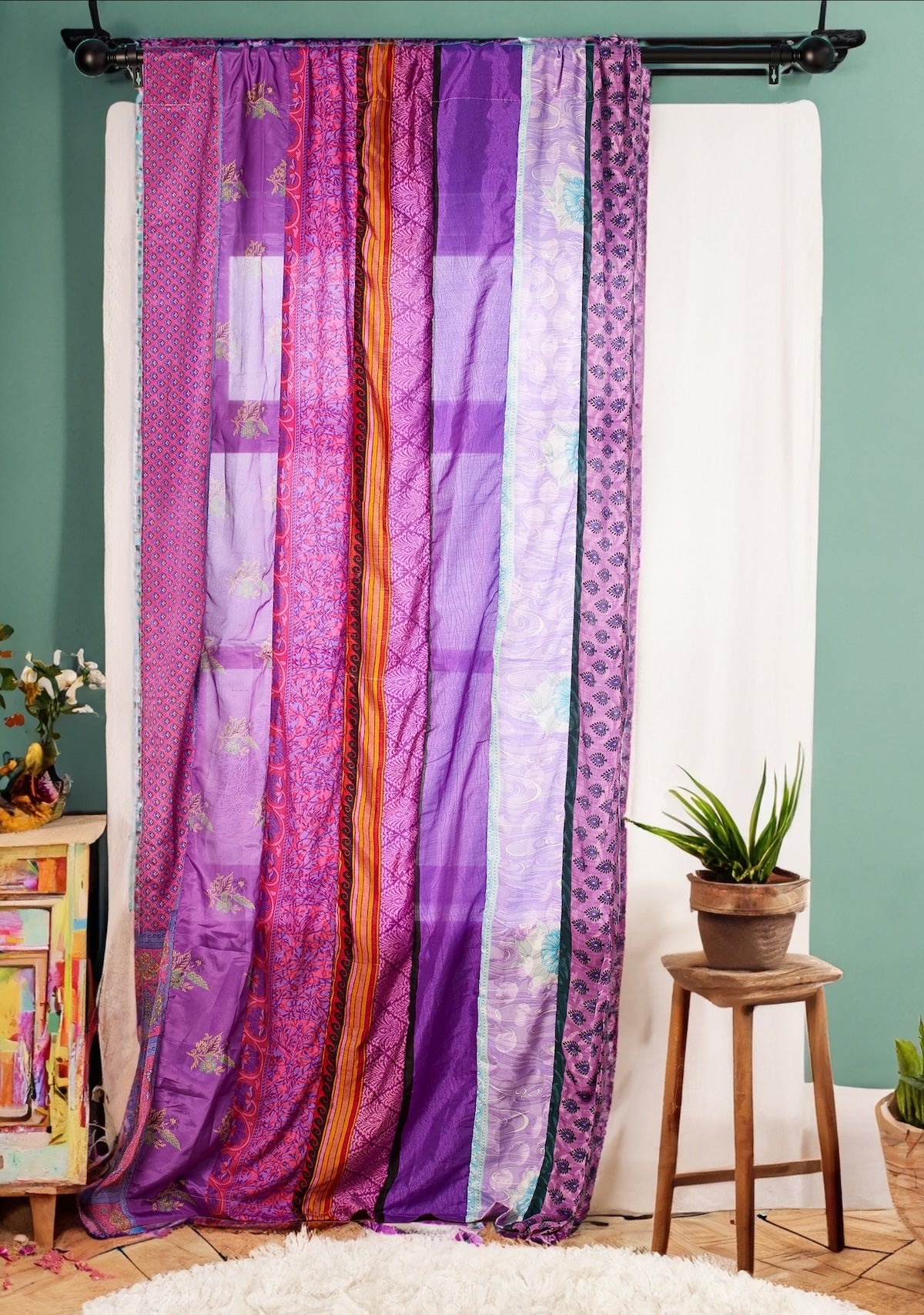 Unique Sari Curtains | Soft Colourful Fabric | Easy Installation ...
