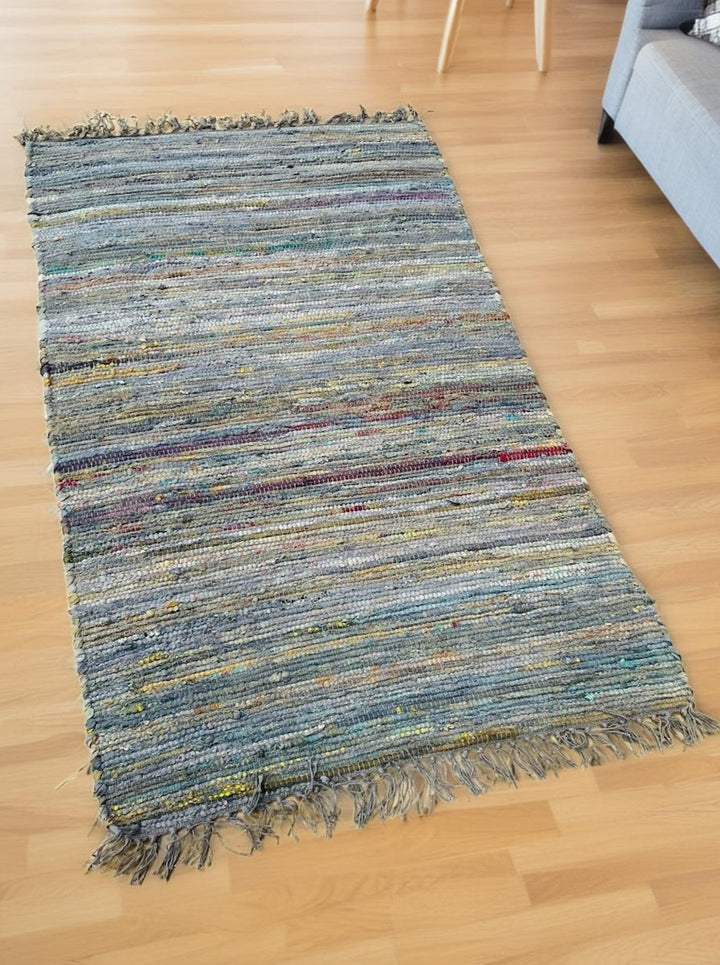 Recycled Overdyed Cotton Mauve Multi Colours Rag Rug