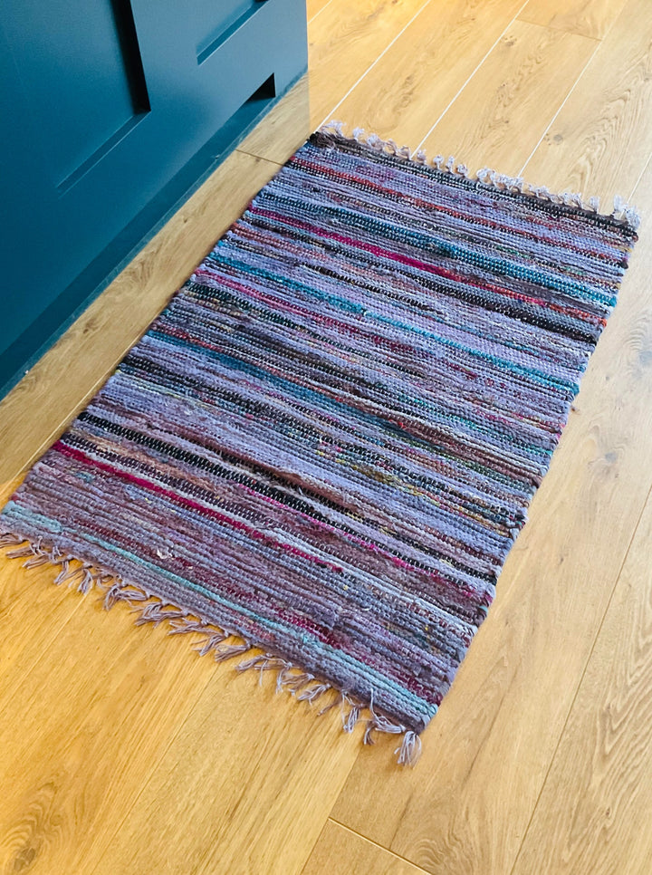 Recycled Overdyed Cotton Purple Multi Colours Rag Rug