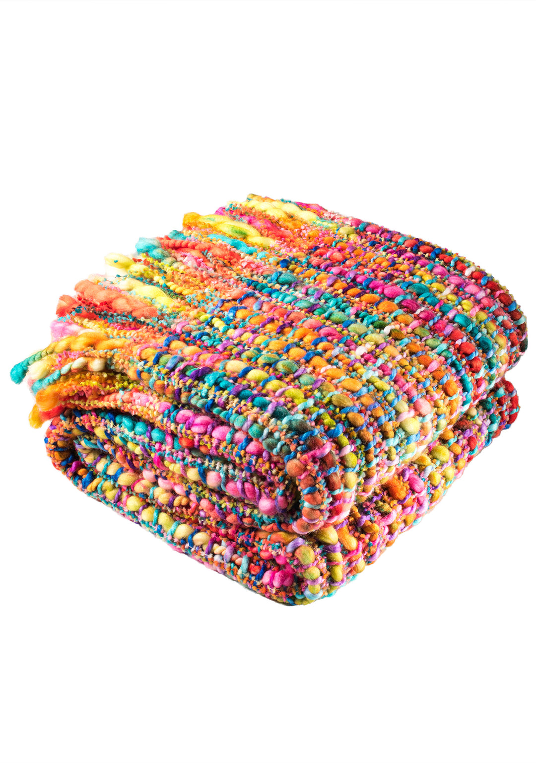 Soft Cosy Woven Acrylic Chunky Rainbow Throw