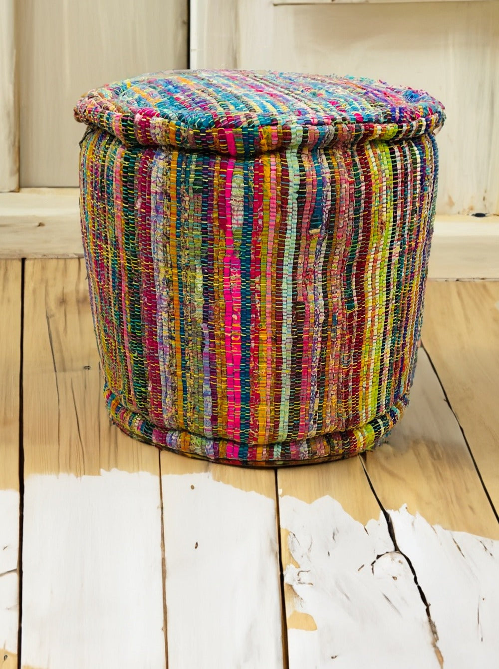 Rainbow Recycled Cotton Pouffe Second Nature Online