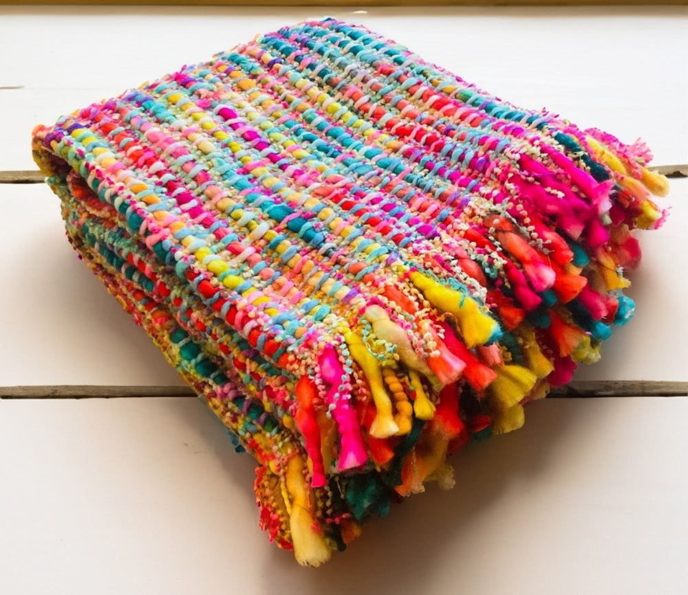 Rainbow Soft Chunky Throw Close Up Second Nature Online