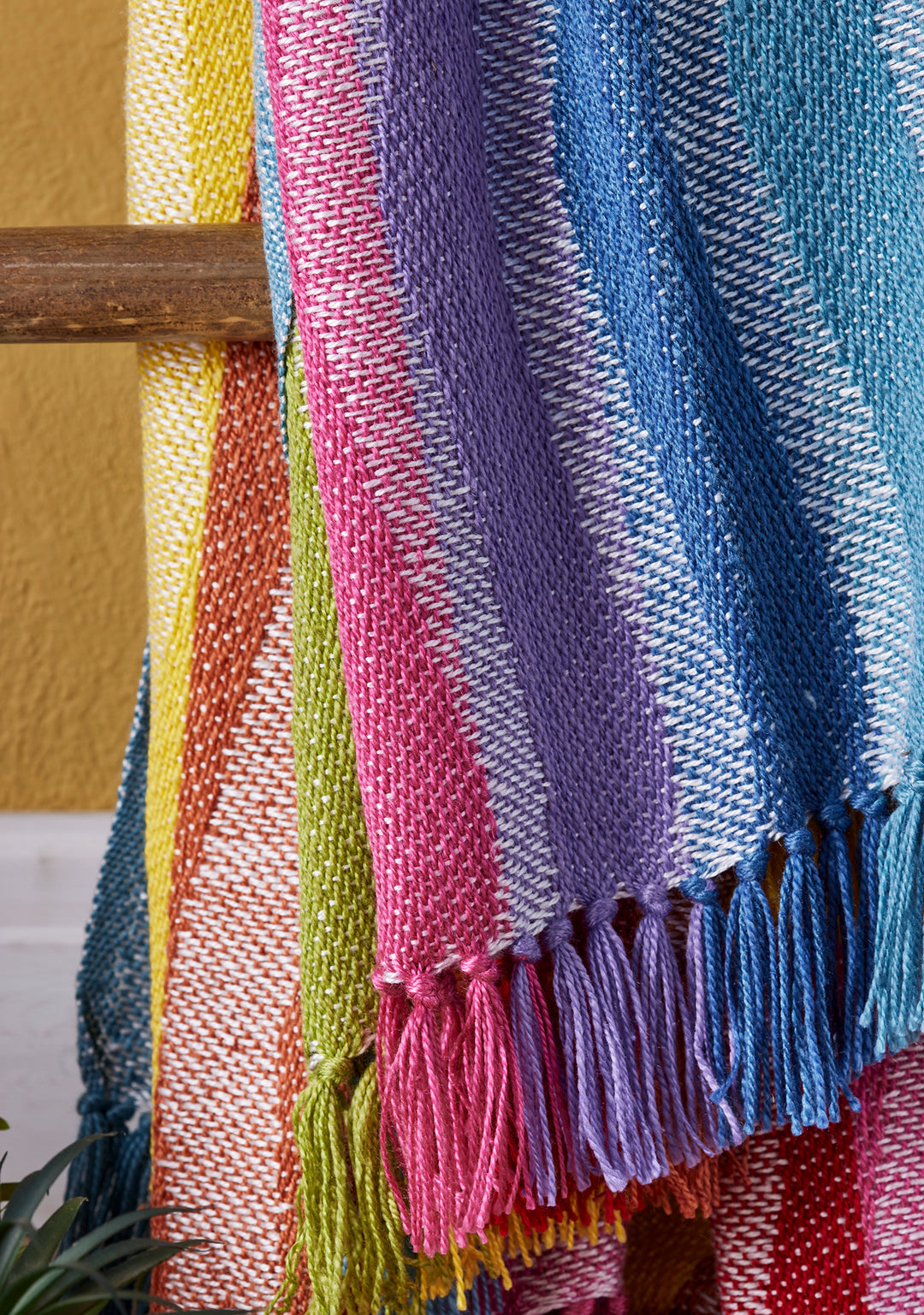 Close Up of Striped Rainbow Indoor or Outdoor Throw