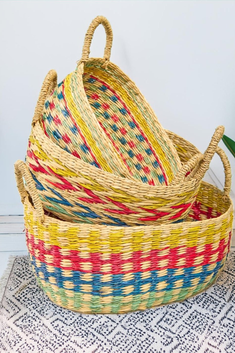 Set of Three Rainbow Baskets Second Nature Online