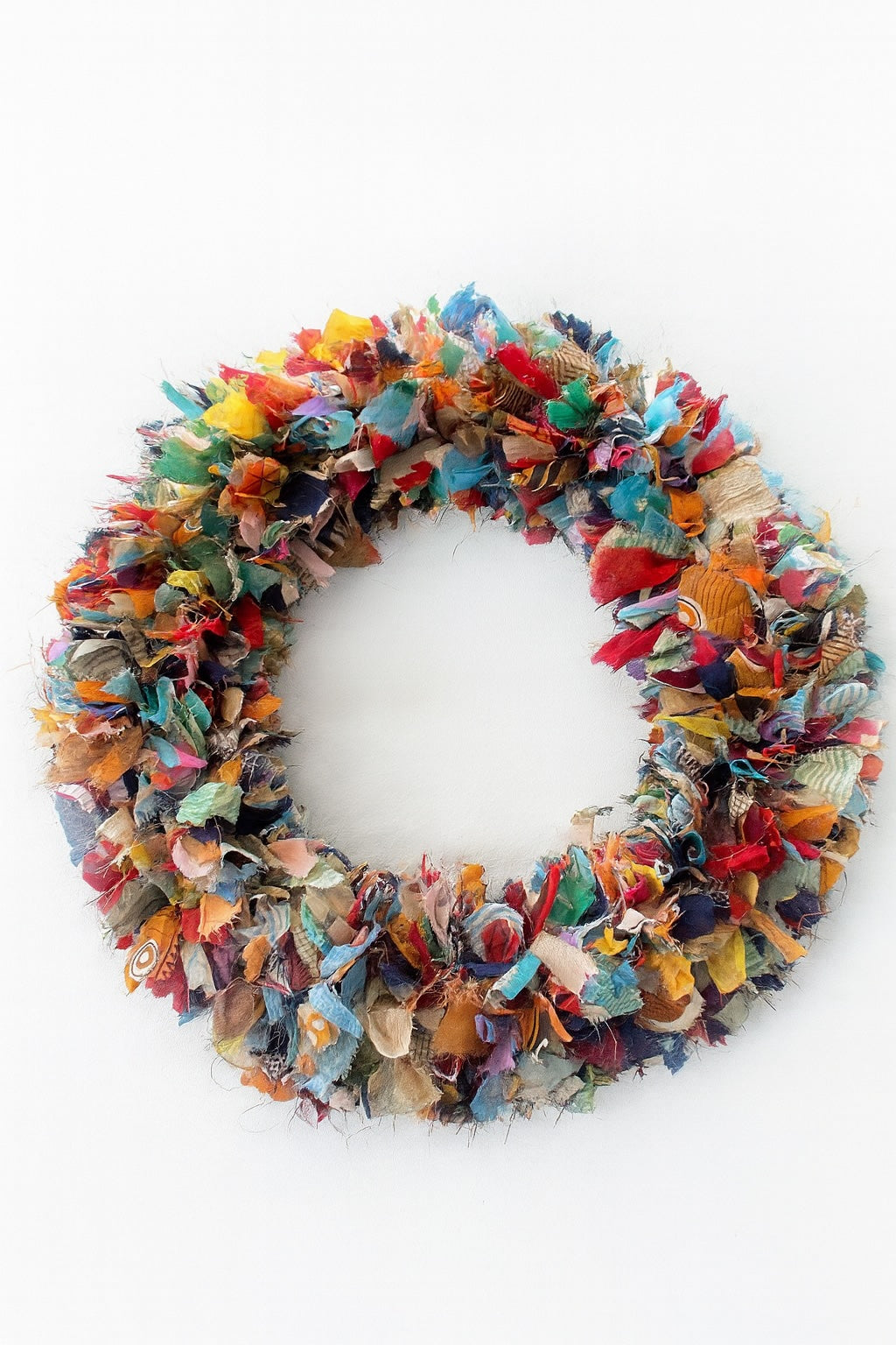 Large Multi Colour Rainbow Sari Wreath 45 cm x 8 cm