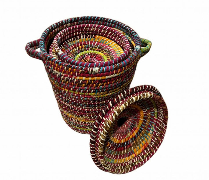 Rainbow Braided Storage Baskets - Second Nature Online