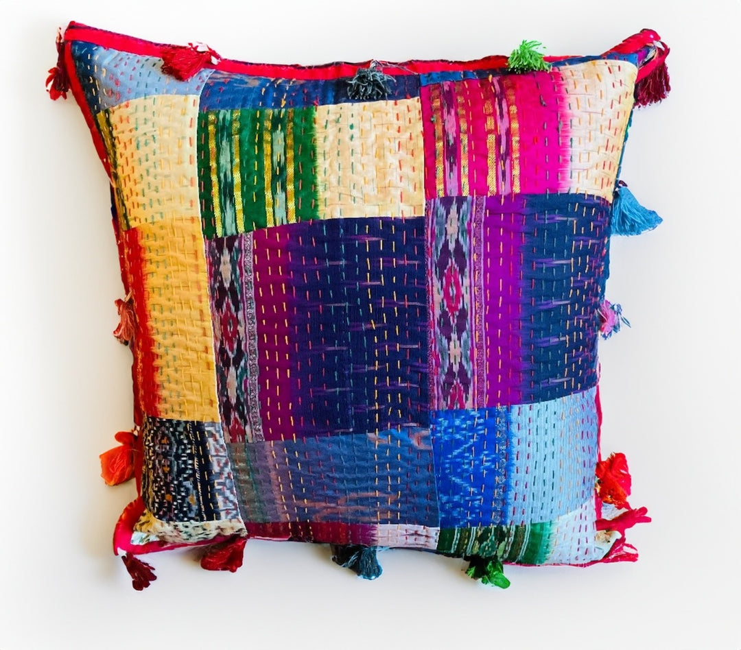 Recycled Sari Cushion Cover White Background