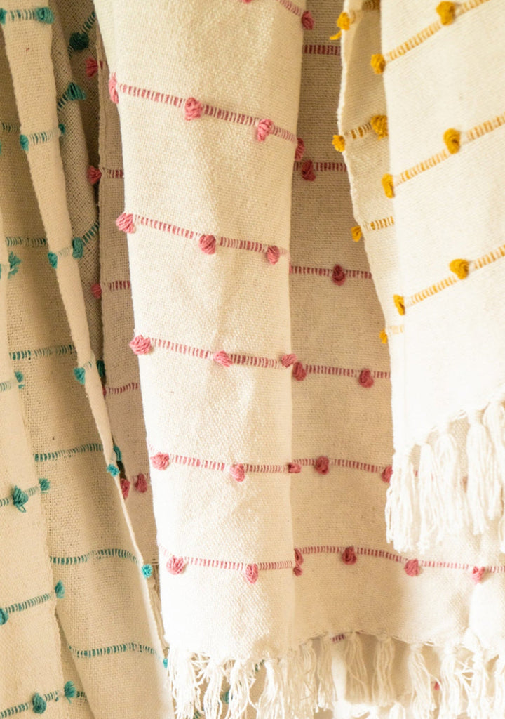 Recycled Cotton Pink Looped Throw by Second Nature Online