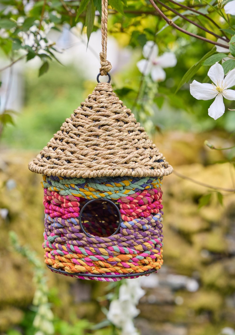 Recycled Sari Colourful Garden Birdhouse