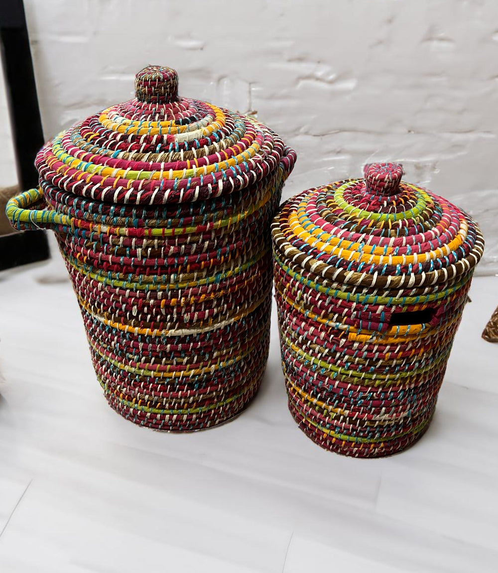 Recycled Sari Kaisa Laundry Storage Baskets - Second Nature Online