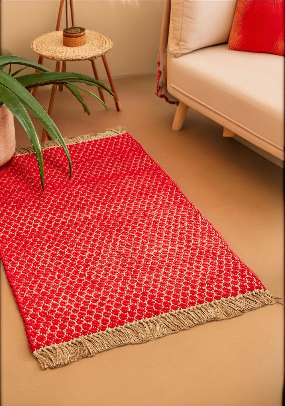 Red Cotton Jute Reversible Rug Second Nature Online