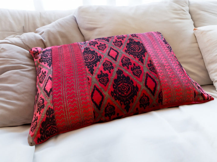 Red Orange Geometric Cotton Cushion Cover Second Nature Online