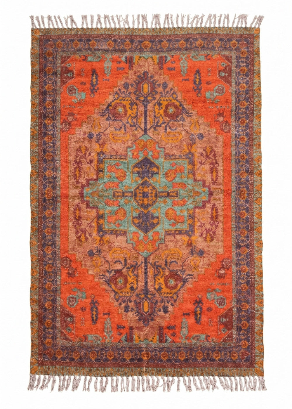 Red Printed Rug n a White Background