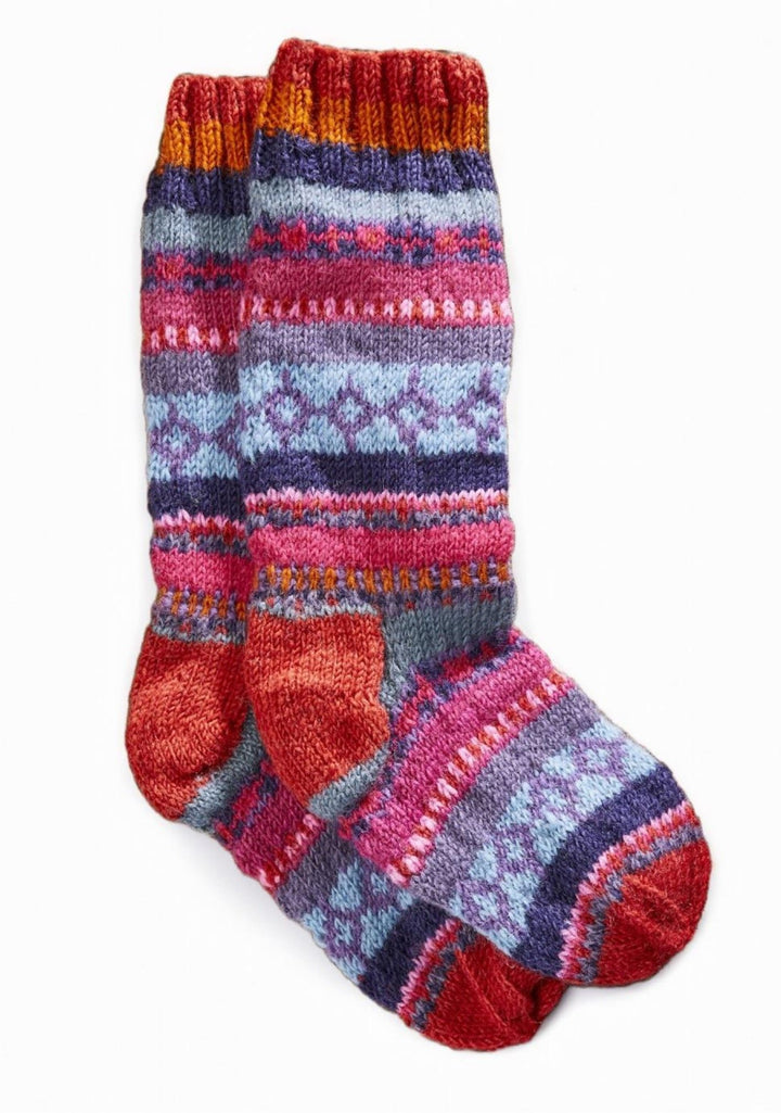 Red Pink Blue Striped Wool Socks Second Nature Online