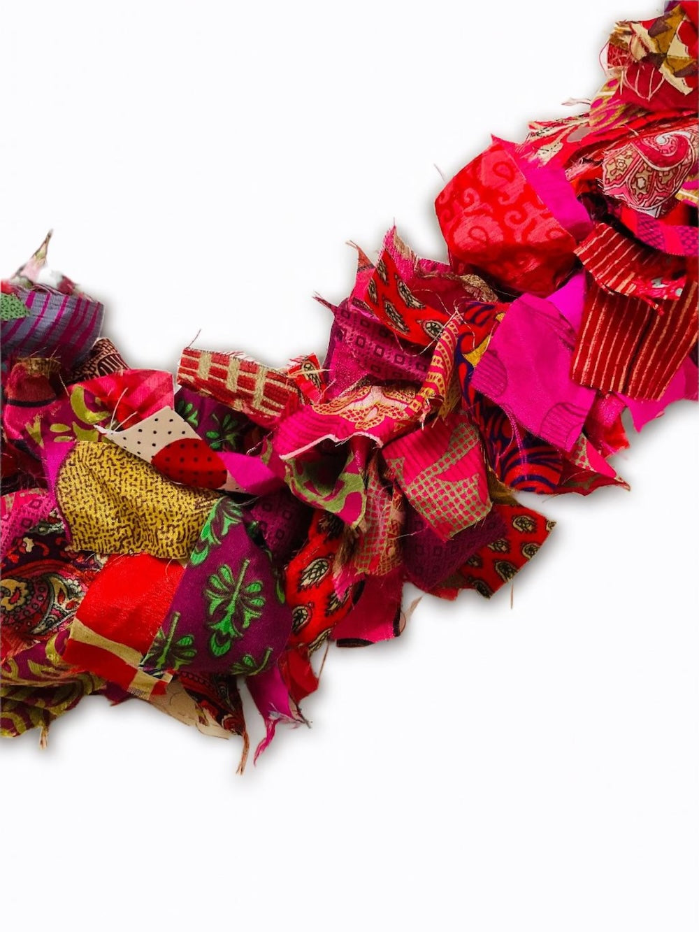 Recycled Sari Fabric Tinsel/Garland - Red