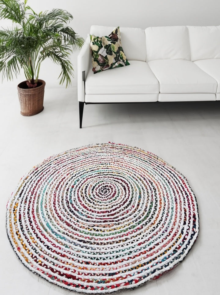 CARNIVAL Round Bedroom Rug Ethical Source with Recycled Fabric