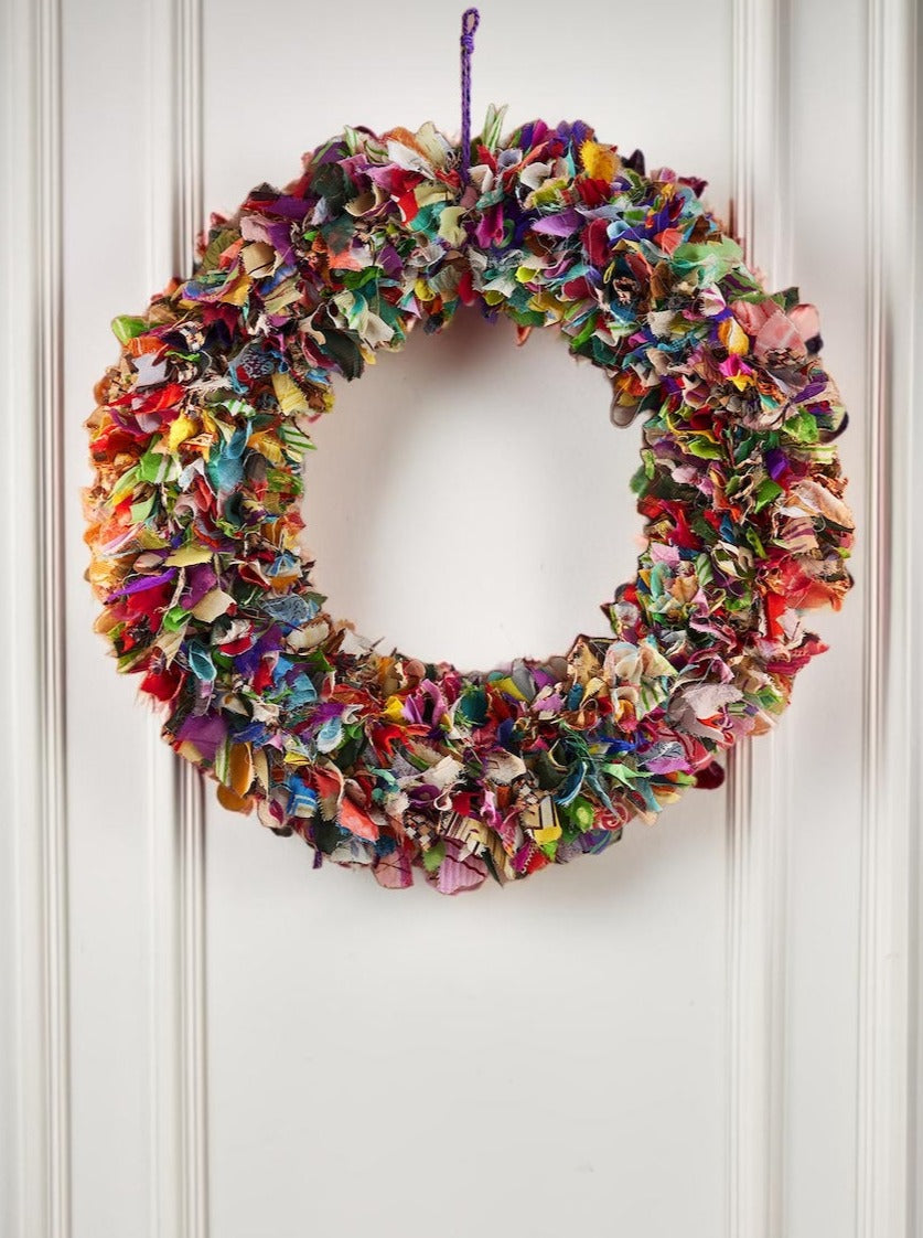 Recycled Sari Rainbow Wreath