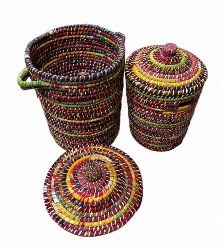 Set Of 2 Kaisa Grass Recycled Storage Baskets - Second Nature Online