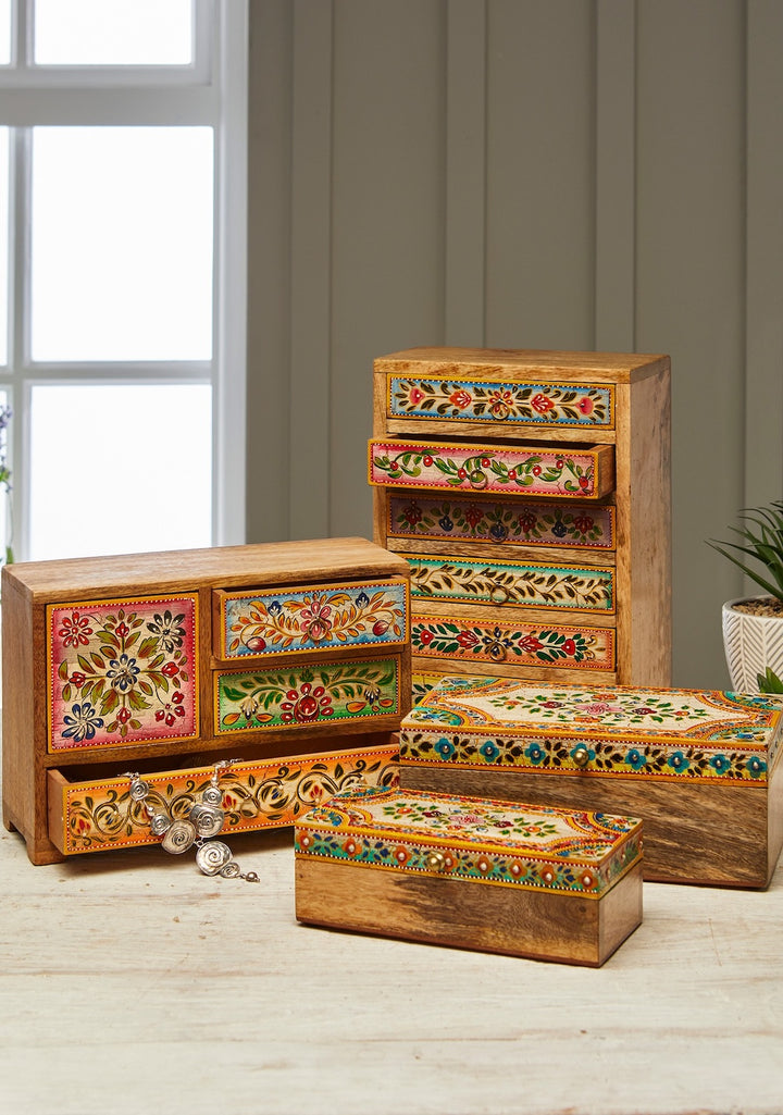 Indian Hand Painted Floral Style Boxes and Chests