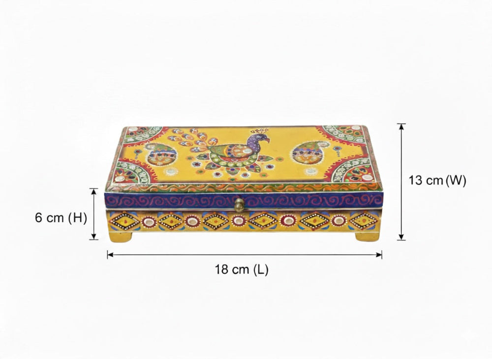 Peacock Small hand painted box dimensions