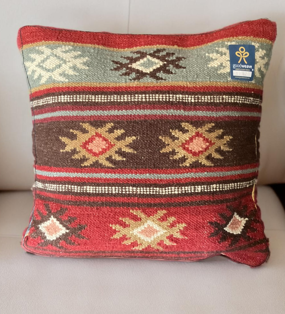 Zanskar Kilim Cushion Cover Handmade in Geometric Stripe Design 2 Sizes