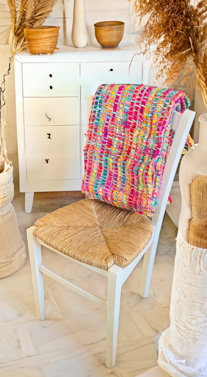 Soft Rainbow Throw On A Chair Second Nature Online