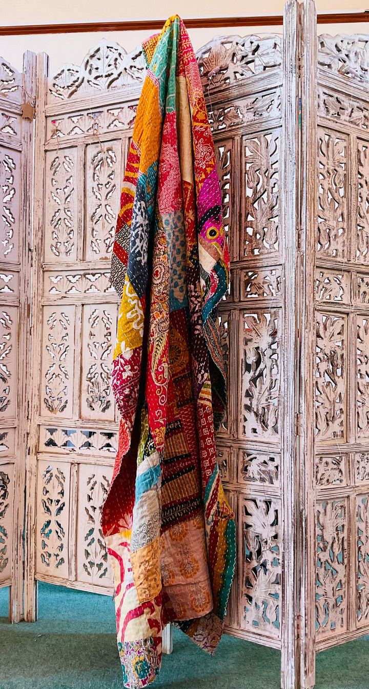 Multi Colour Patchwork Vintage Kantha Throw