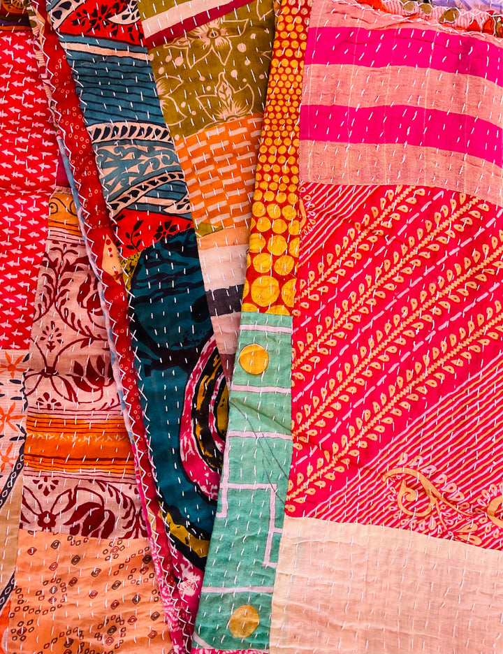 Multi Colour Patchwork Vintage Kantha Throw