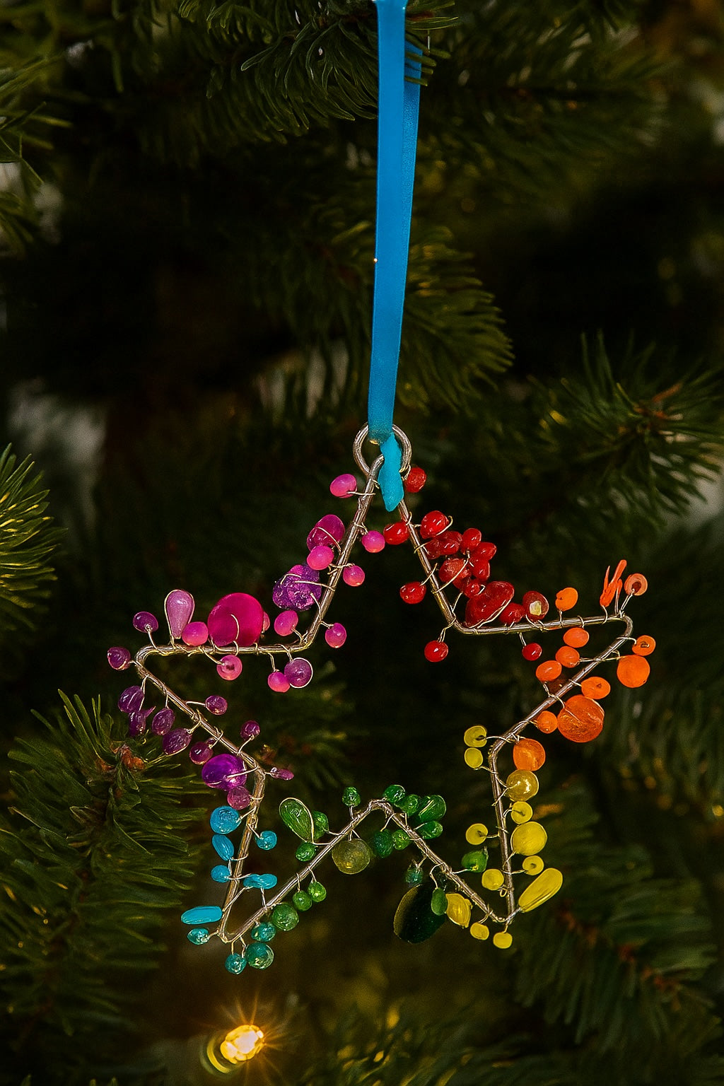Christmas Star Decoration on A Tree