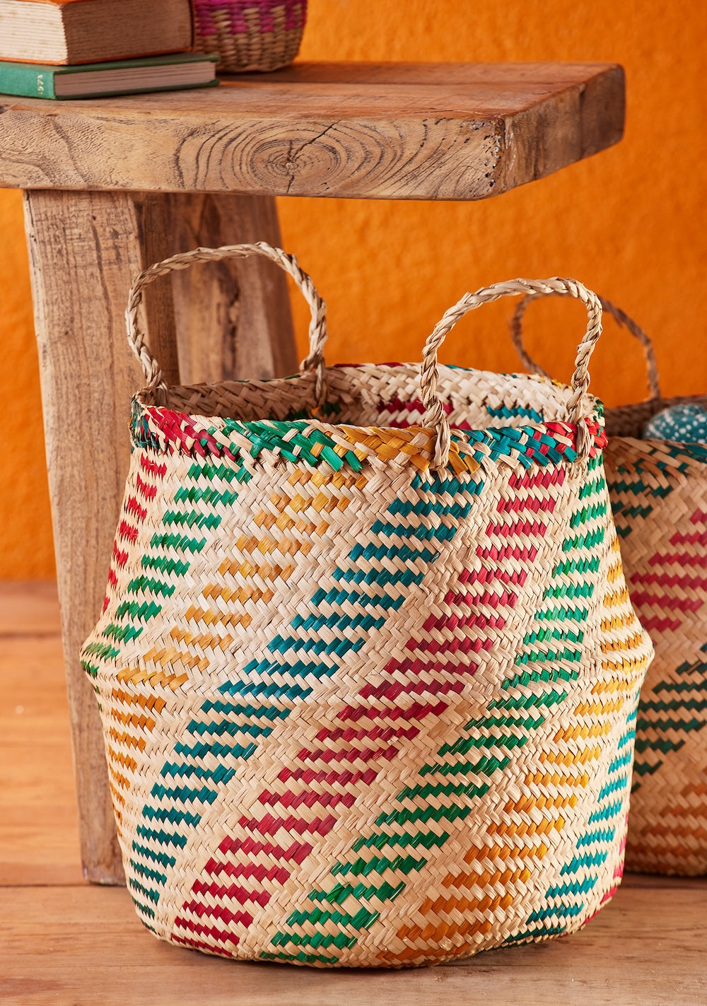 Striped Seagrass Basket - Second Nature Online