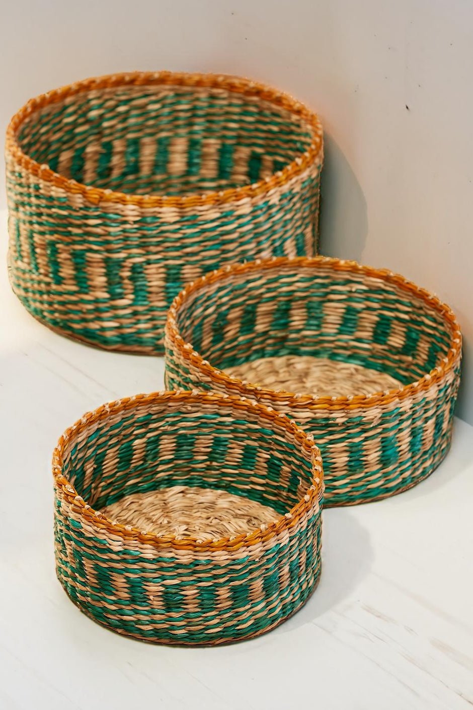 Three Seagrass Stacking Baskets