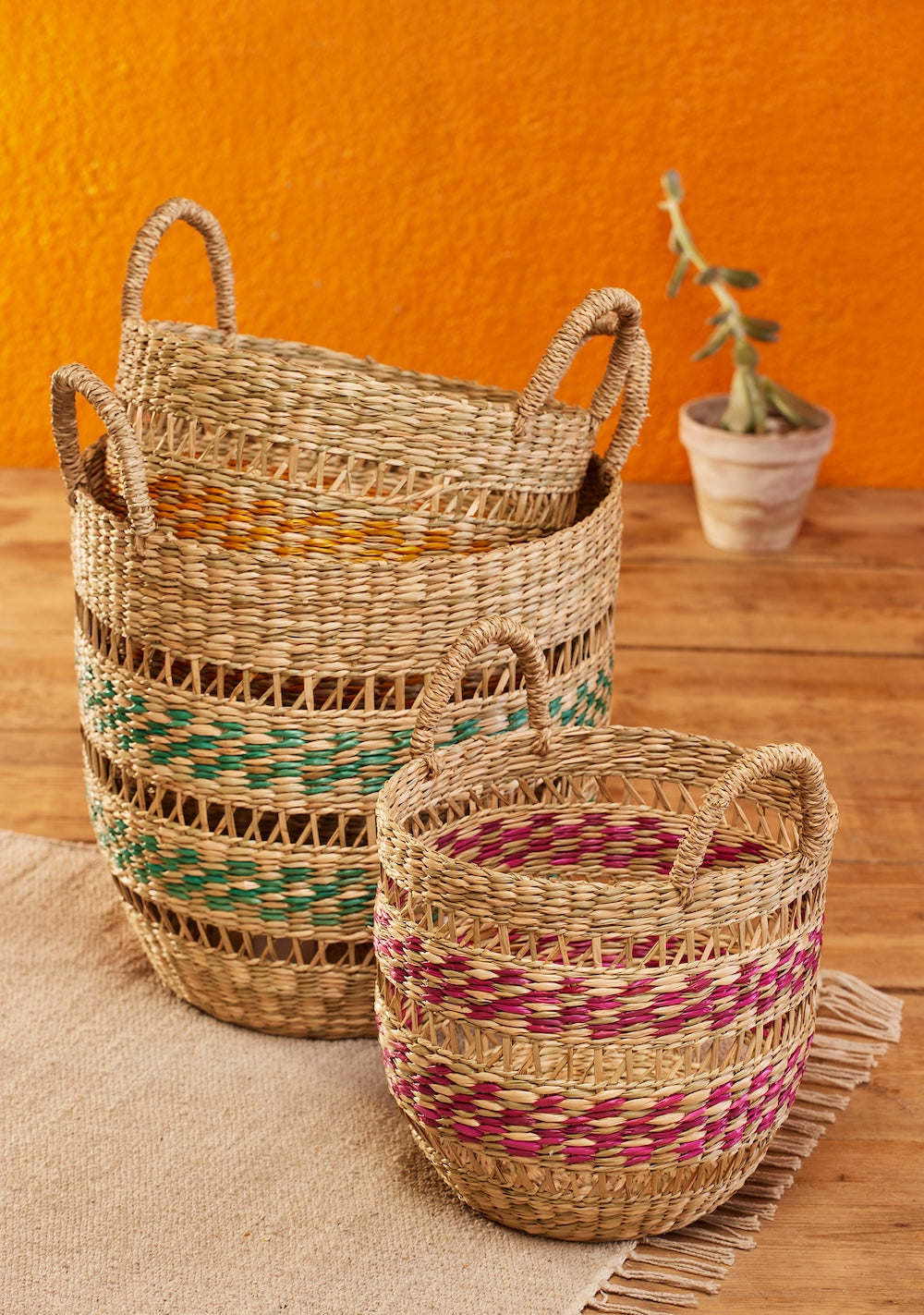 Three Storage Natural Seagrass Baskets Second Nature Online 