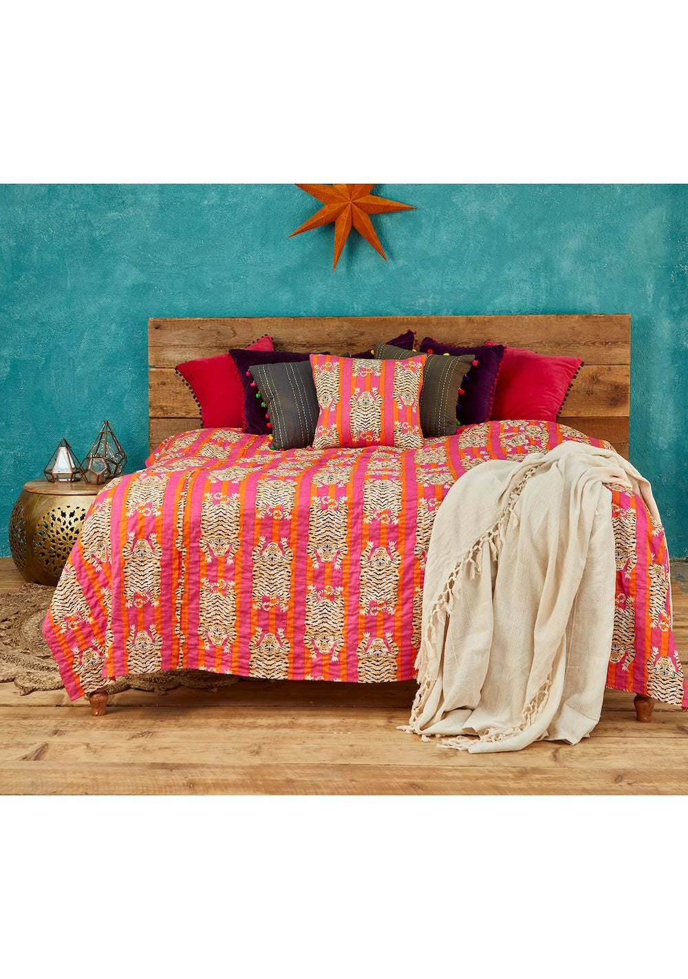 Kantha Cotton Bed Throw Tiger Stripe Design