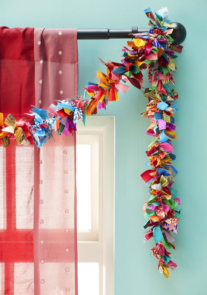 Recycled Sari Fabric Tinsel/Garland - Multi Colours