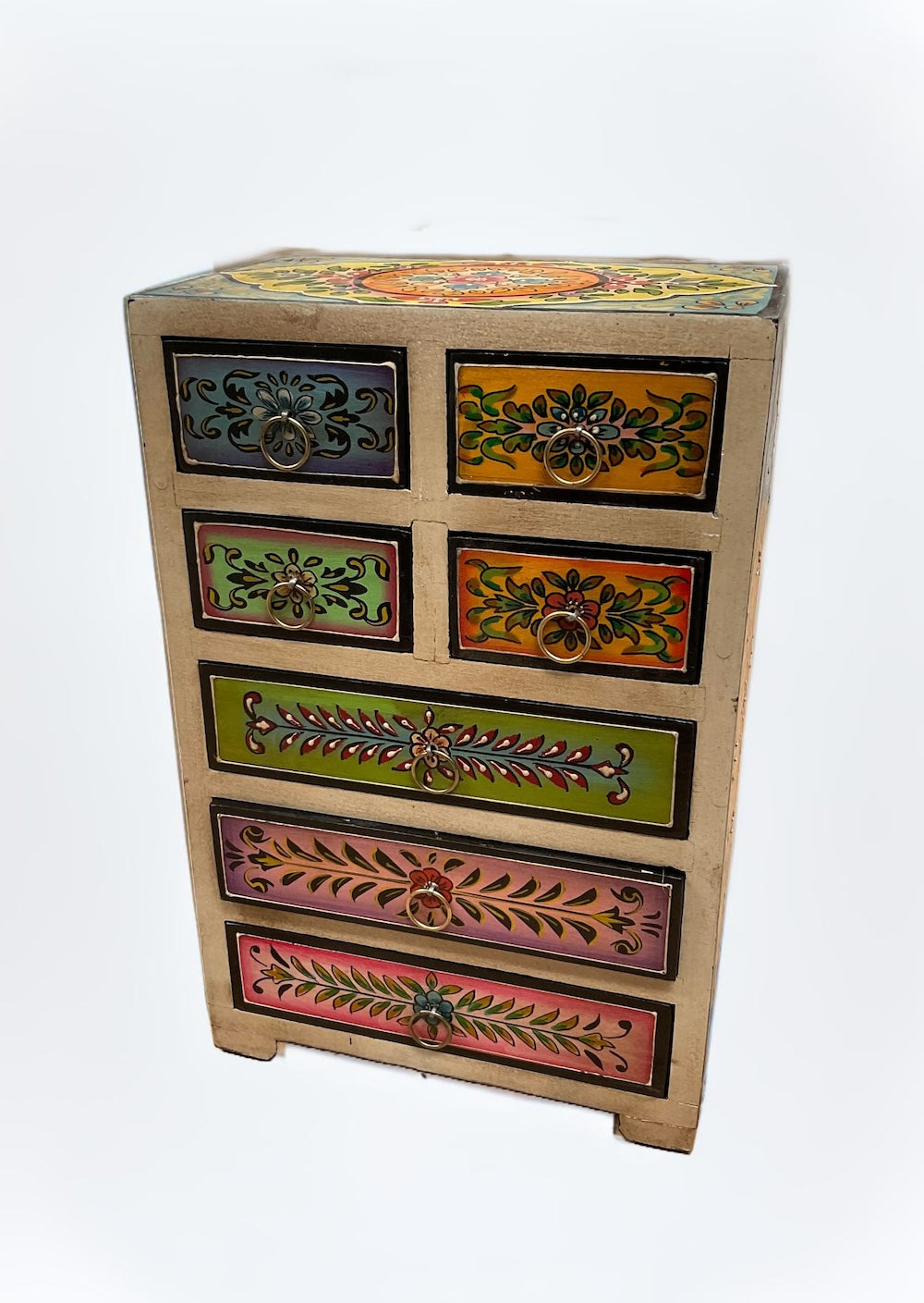 Aditya Jewellery Trinket Chest / Box Hand Painted Indian Design 7 Drawers