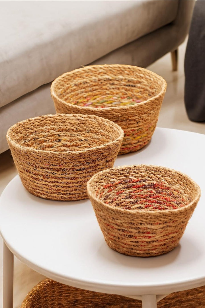 Trio Of Seagrass Baskets Second Nature Online