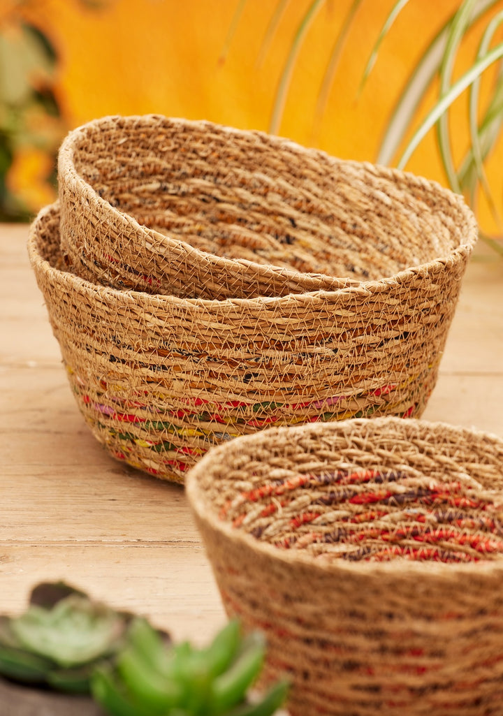 Three Baskets Handwoven from Bangladesh