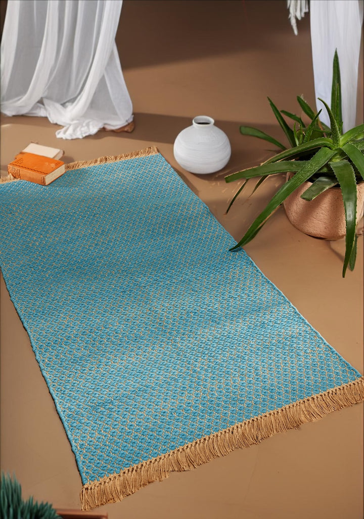 Turquoise Blue Textured Rug Second Nature Online