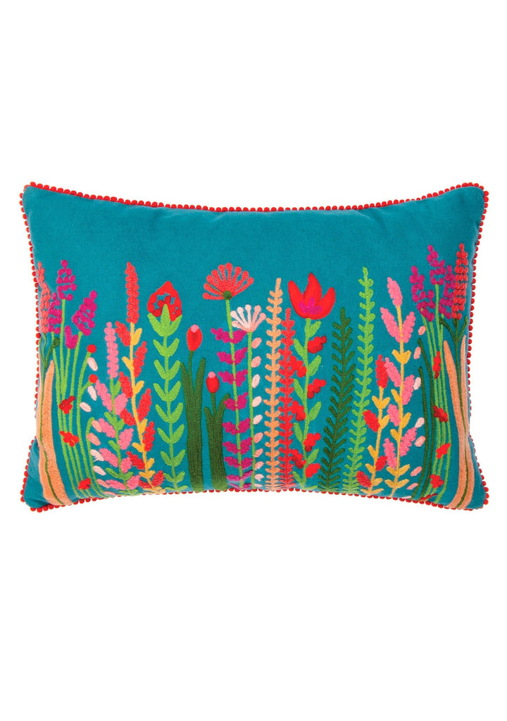 Embroidered Cushion Cover Indian with Abstract Floral Design Four Colours Available