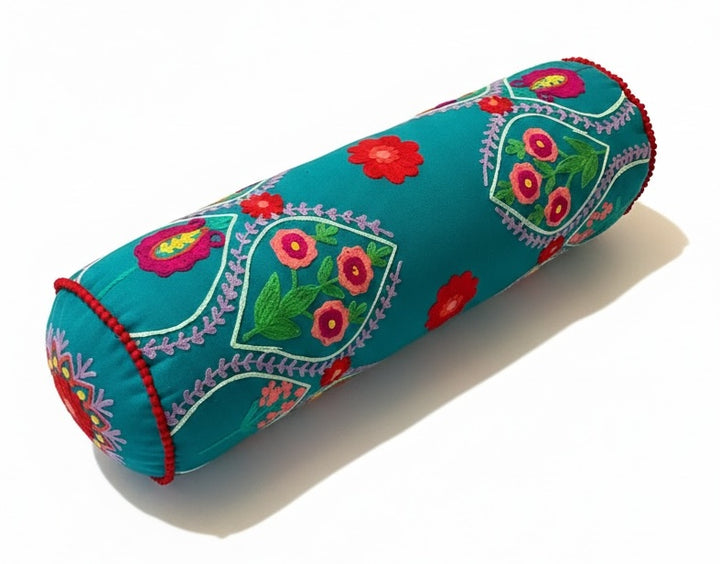 Turquoise Bolster In a White Background