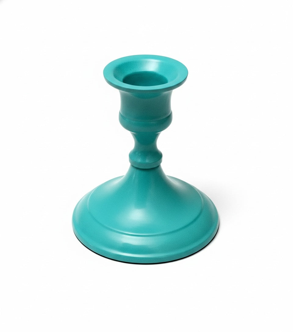 Turquoise Candle Holder In a White Background