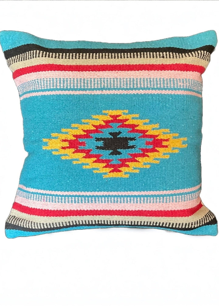 Blue Cotton Aztec Cushion Cover Handloom Kilim Design 50 cm x 50 cm