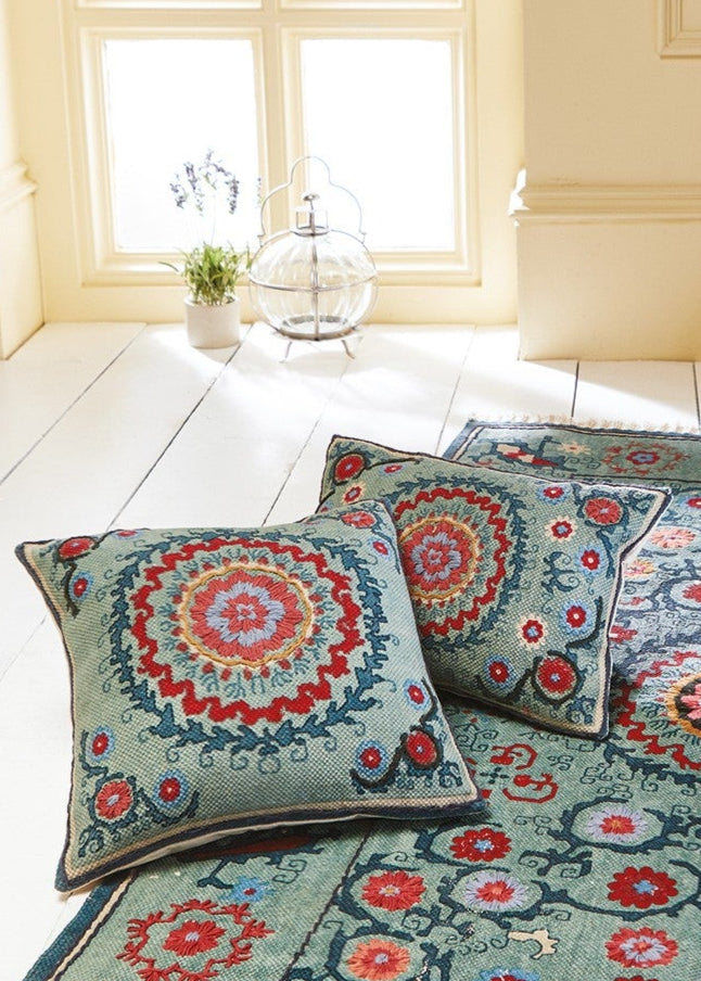 Turquoise Cotton Cushion Cover Second Nature Online