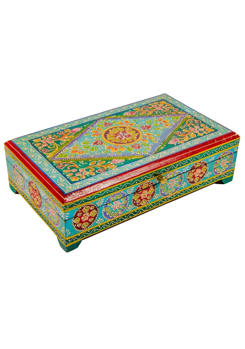 Indian Wooden Jewellery Box Hand Painted Storage Trinket Box