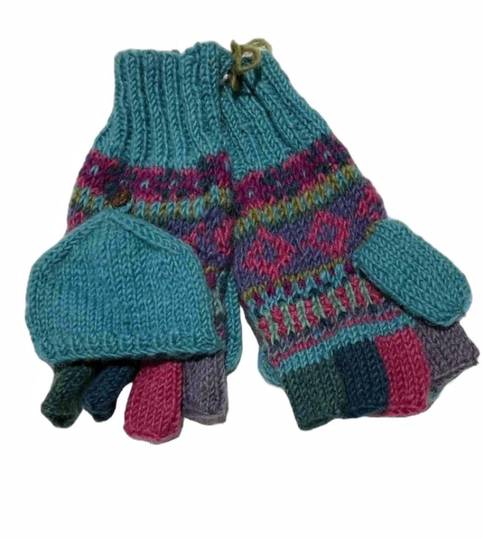 Turquoise New Zealand Wool Gloves - Second Nature Online