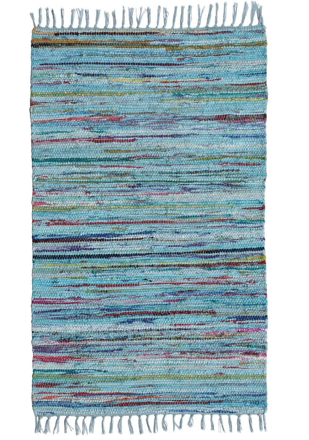 Recycled Turquoise Rug in A white background