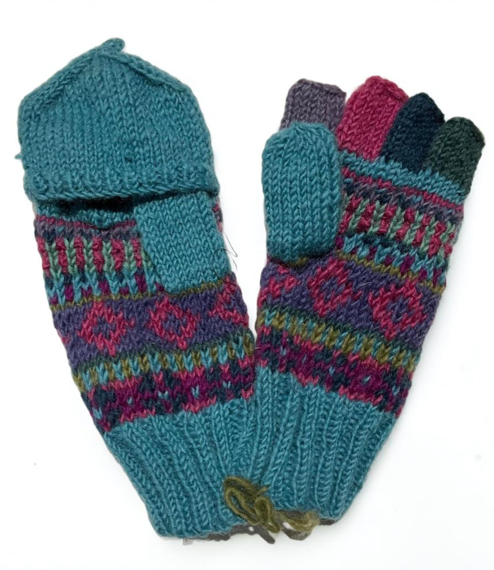 Turquoise warm winter mittens - Second Nature Online