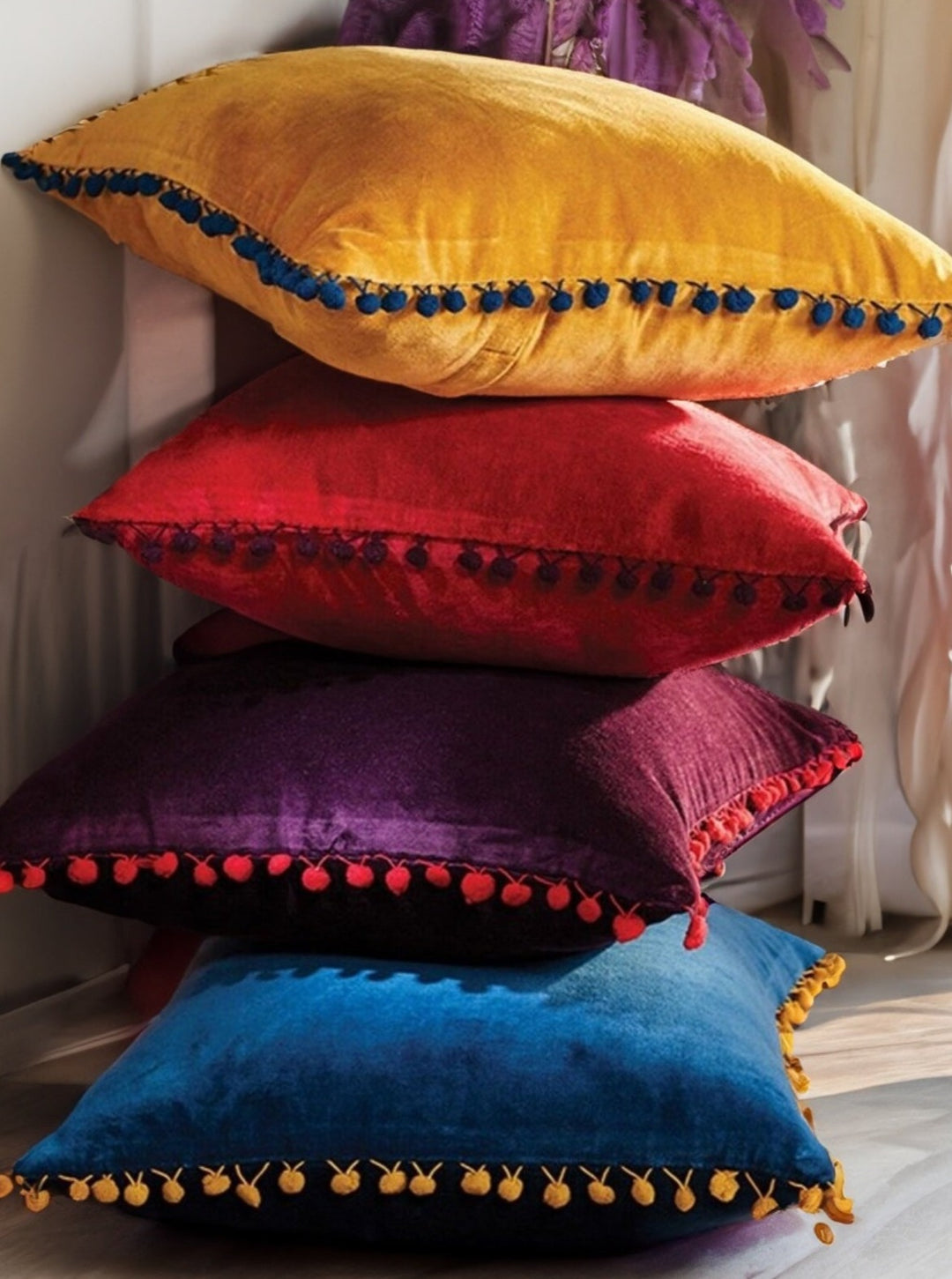 Velvet Pom Pom Cushion Covers Second Nature Online